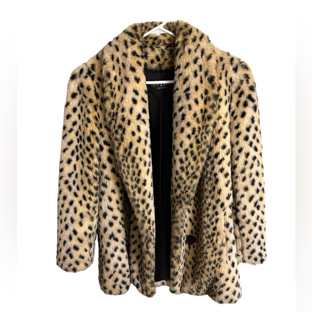Style VI Ltd Leopard Print Faux Fur Coat Jacket